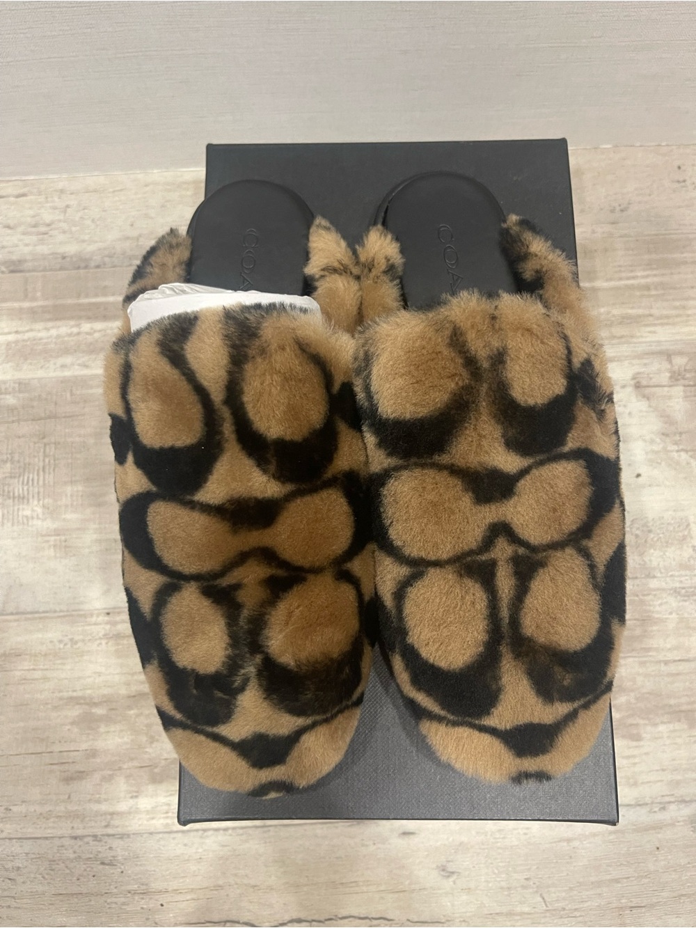 Coach Signature Shearling Slide Slippers Size 7 NIB